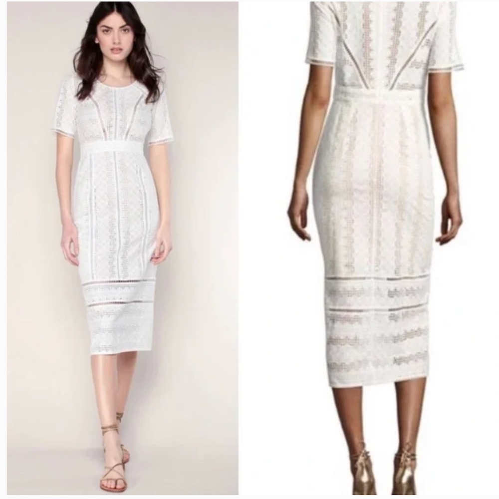 Gareth Cotton Lace Midi Dress, Ecru